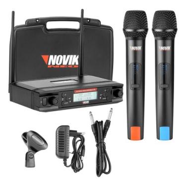 Imagem de Microfone duplo sem fio novik uhf unk-660 auto scan