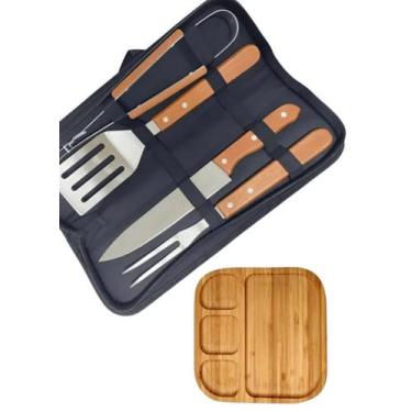 Imagem de Kit Churrasco para Presente com 4 utensílios grátis petisqueira - Home