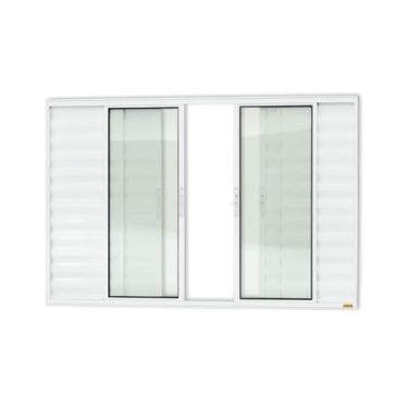 Imagem de Janela 6 Folhas C/ Vidro Liso  Branco 100x150 Brimak