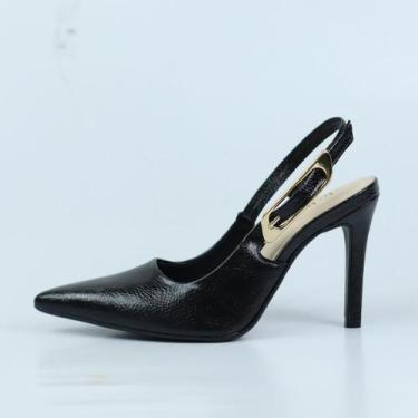 Imagem de Sapato Scarpin Feminino Bebecê Slingback Bico Fino Salto Fino, 38, Pre