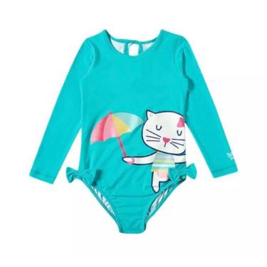 Imagem de Maiô infantil bebe manga longa proteção uv 50 tip top , Turquesa, 8 an