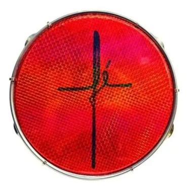 Imagem de Pandeiro luen10 abs vermelho plat inox pele holográfica fé