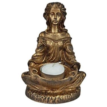 Imagem de CASTICAL SACERDOTISA de Resina Cor Dourado Brilhante - Decore Casa
