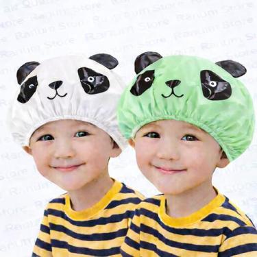 Imagem de Kit 2 Toucas de Banho Infantil com Cheirinho  PVC Reutilizável Panda -
