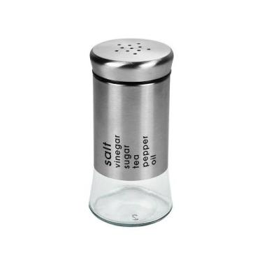 Imagem de Saleiro Pimenteiro em Vidro e Metal 100ml para Temperos Multiuso com T