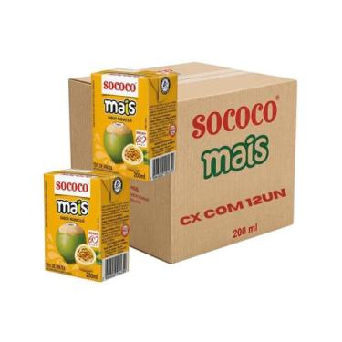 Imagem de Água De Coco Sococo Mais de Maracuja 200ml - CX 24 Unidades