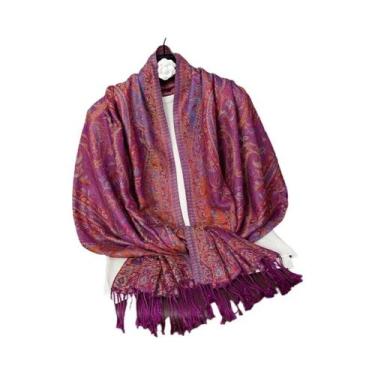 Imagem de Cachecol Feminino De Luxo Em Caxemira Grossa Estampado Pashmina Manta 