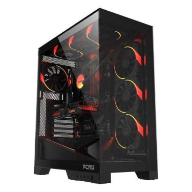 Imagem de Gabinete Gamer Forcefield Flow Black Vulcan GFFFBV Vidro Temperado Pre