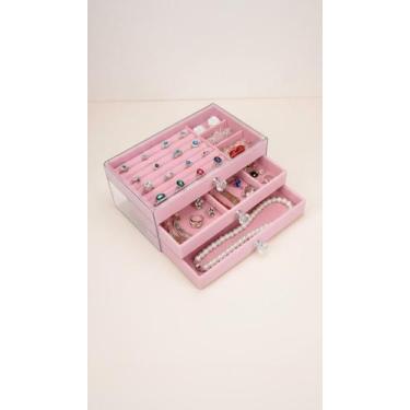 Imagem de Organizador de Joias com 3 Gavetas Rosa - Congratulations Store