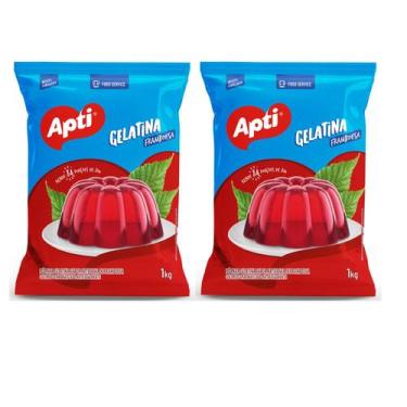 Imagem de Gelatina Sabor Framboesa em Pó Kit 2 Rende 168 Porções - Apti