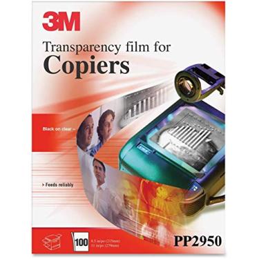 Imagem de 3M Filme transparente para copiadora PP2950, 21,5 cm x 28 cm, 100 por caixa, preto sobre transparente