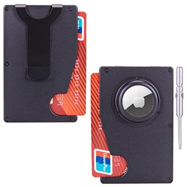 Imagem de Hlily Carteira Masculina Airtag Slim Metal Minimalista Bolso Frontal Titular Do Cartão De Crédito Rfid Bloqueio Clipe De Dinheiro Carteira Rfid Presente Masculino