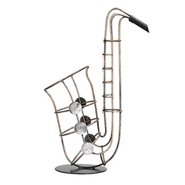 Imagem de Suporte de garrafa de vinho, suporte de vinho em forma de saxofone de ferro, artesanato, decoração criativa para casa, suporte de vinho, ornamento de escritório, prateleira empilhável para vinho