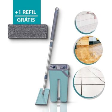 Imagem de Flat Mop Com Balde Lava E Seca Esfregão Multiuso + 1 Refil - Ud474