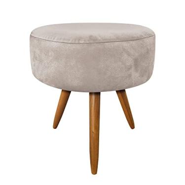 Imagem de Puff Banqueta Redonda Nina Suede Pés Palito Castanho - Pallazio