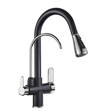 Imagem de Torneira de pia de água pura da cozinha, torneira de filtro de rotação 360, bico de saída, torneiras misturadoras, Torneira, preto e cromado, china