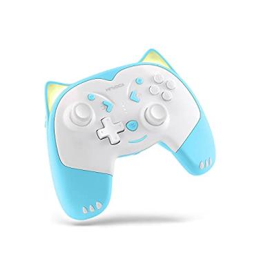 Imagem de KINVOCA Controle sem fio para Nintendo Switch/Switch Lite, lindo controlador Pro com turbo, movimento, vibração, acordar, conector de fone de ouvido e luz de respiração - azul