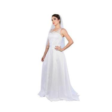 Imagem de Vestido De Noiva Casamento Peito Em Renda Elegante P - Partylight Atel