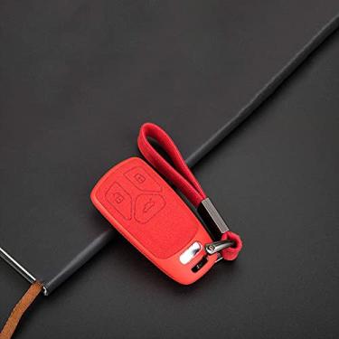 Imagem de CSHU Couro TPU Car Key Case Cover Chaveiro Ring Key Bag, apto para Audi A5 Q7 S4 S5 A4 B9 Q7 A4L 4m TT TTS RS 8S 2016 2017 2018, B Vermelho