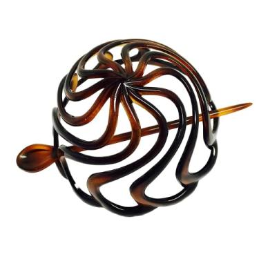 Imagem de Parcelona French Swirls — Capa de tartaruga com tartaruga de cabelo Chignon com cobertura de bolinhas e grande haste de cabelo extra – 8,9 cm de diâmetro