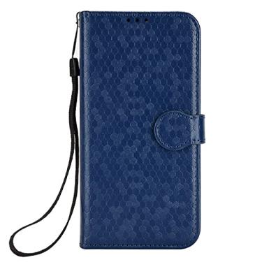 Imagem de DENSUL Capa de cartão para Sony Xperia 10 IV, carteira magnética flip capa dobrável alça de pulso TPU pára-choques à prova de choque capa de couro PU premium, azul