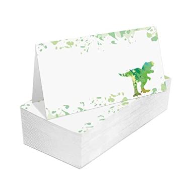 Imagem de Place Cards for Wedding, Birthday Or Party, Dinosaur Filled-In Name Place Cards, Foldover Seating Table Cards, 25 Pack, Folds into 3.5*2 Inches (zuoweika-A029)