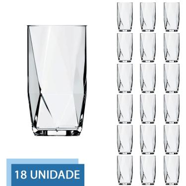 Imagem de Jogo 18 Copos De Vidro Transparente 360ML Topazio Long Drink