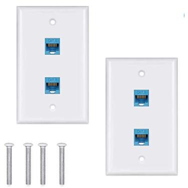 Imagem de Placa de parede Ethernet Cat6 2 unidades, Placa de parede Cat 6 fêmea compatível com dispositivos Ethernet Cat7/6/6e/5/5e - azul