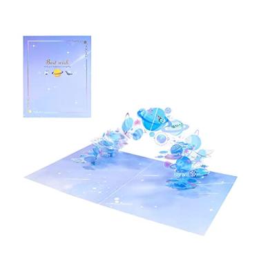 Imagem de Yajun Cartões de felicitações Crystal Planet 3D Pop-up Natal aniversário cartões postais convites artesanais com envelope feliz ano novo