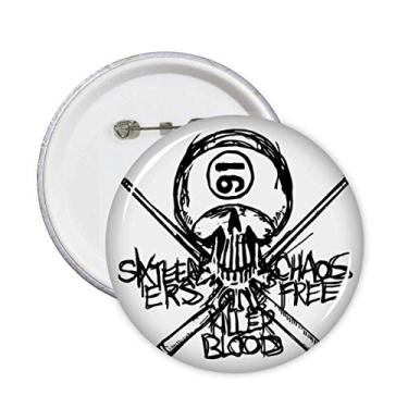 Imagem de Número 16 Ninja Preto Esqueleto Espada Pinos Emblema Botão Decoração Acessório 5 peças