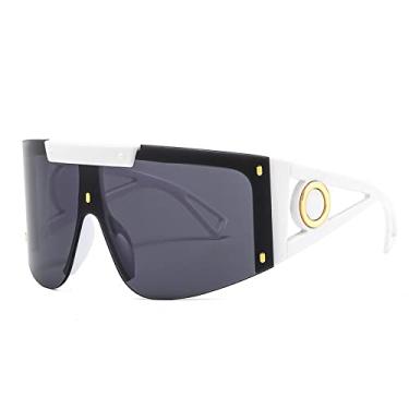 Imagem de Óculos de sol grandes de luxo de uma peça para mulheres vintage óculos de sol quadrado arqueado masculino perna larga sem aro hip hop, 9, tamanho único