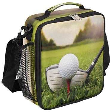Imagem de Lancheira infantil com bola de golfe, pastagem, mini sacola isolada para meninas e meninos, bolsa térmica congelável para preparação de refeições com alça de ombro, recipiente de almoço à prova d'água para escola, escritório, piquenique