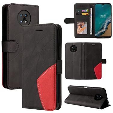 Imagem de Capa carteira para Nokia G50, compartimentos para porta-cartões, fólio de couro PU de luxo anexado à prova de choque capa de TPU com fecho magnético com suporte para Nokia G50 (preto)