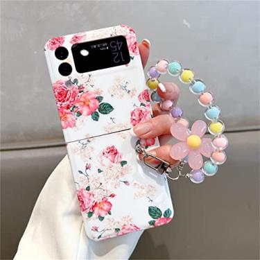 Imagem de Linda pulseira de miçangas de arco-íris com flores e estojo de peônia para Samsung Galaxy Z Flip 3 4 5G Zflip3 Z Flip3 Flip4 capa, A, para Z Flip 3