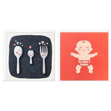 Imagem de Hallmark Good Mail Pacote com 2 cartões de chá de bebê (porco, Made a Human)