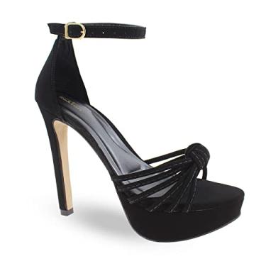 Imagem de Sandália Re&Ton Meia Pata Salto Alto Fino Feminina FN8 Cor:Preto;Tamanho:34