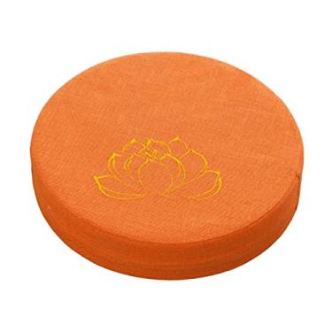 Imagem de Almofada redonda para meditação para, 16" de diâmetro, capa com zíper, acessórios para meditação, travesseiro de chão para cerimônia de chá, Laranja 6cm