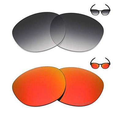 Imagem de Mryok+ 2 pares de lentes polarizadas de substituição para óculos de sol Oakley Latch – Cinza dégradé tingido/vermelho fogo