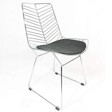 Imagem de Cadeira Bertoia Retrô Cromada Assento Preto - Poltronas do Sul