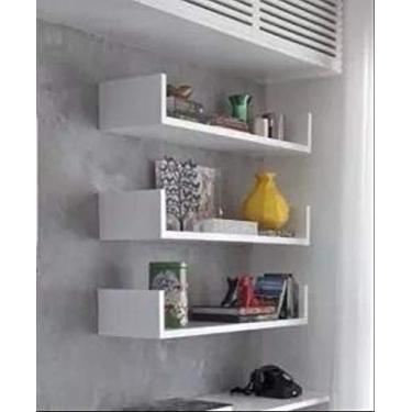 Imagem de Kit 3 Prateleiras Nichos em U 50x15 MDF Branco com Suporte Flutuante Invisível