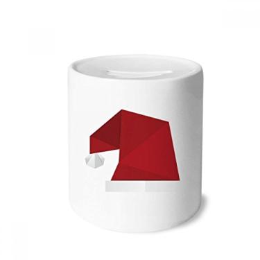 Imagem de DIYthinker Chapéu de Natal abstrato padrão origami caixa de dinheiro caixa de cerâmica porta-moedas presente de cofrinho