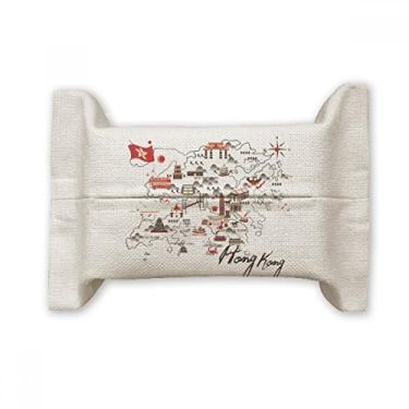 Imagem de Bolsa de linho de algodão com suporte para capa de papel de mapa local de Hong Kong