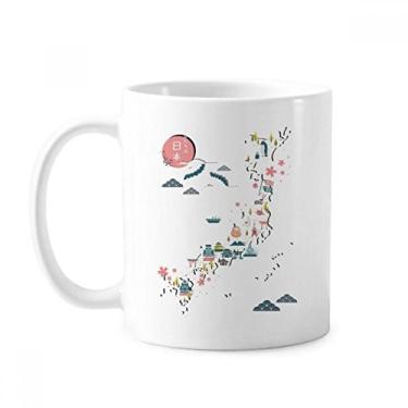 Imagem de Caneca clássica japonesa com mapa especial tradicional japonês, copo de cerâmica branca presente com alças 350 ml