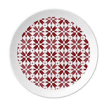 Imagem de Decoração de Natal Padrão Vermelho Branco Prato Decorativo de Porcelana Salver Prato de Jantar