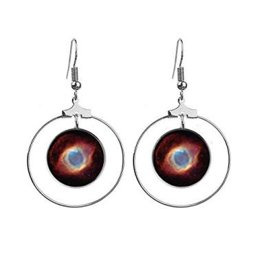 Imagem de Brincos de argola pendentes com estrela do planeta vermelho azul