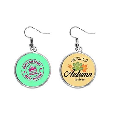 Imagem de Carimbo de bolo para festa de aniversário, orelhas românticas, brincos de folha de outono