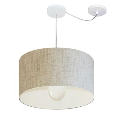 Imagem de Lustre Pendente com Desvio de Centro Cúpula Tecido 45x30 cm, Vivare Iluminação, Pendente4229 RST, Rustico Bege, Médio
