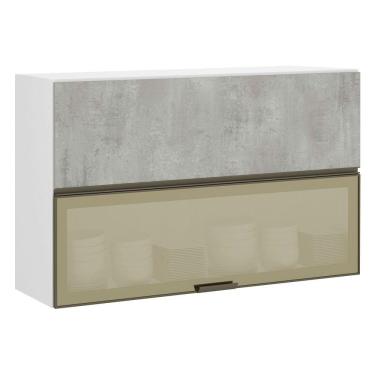 Imagem de Armário Basculante Misto Perola 120 cm 2 Portas Alumínio e com Vidro Reflecta Bronze Luciane