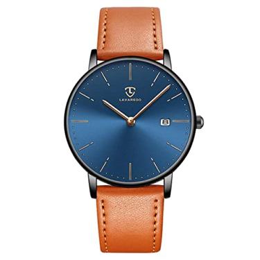 Imagem de BEN NEVIS Relógio masculino, relógio de pulso minimalista, moderno, simples, analógico, data, com pulseira de couro, 10 - azul rosa, Minimalista