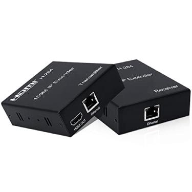 Imagem de TECKEEN Extensor IP HDMI sobre CAT5e CAT6, extensor 4K @30HZ divisor de áudio e vídeo até 150 m, suporta laptop, DVD TV